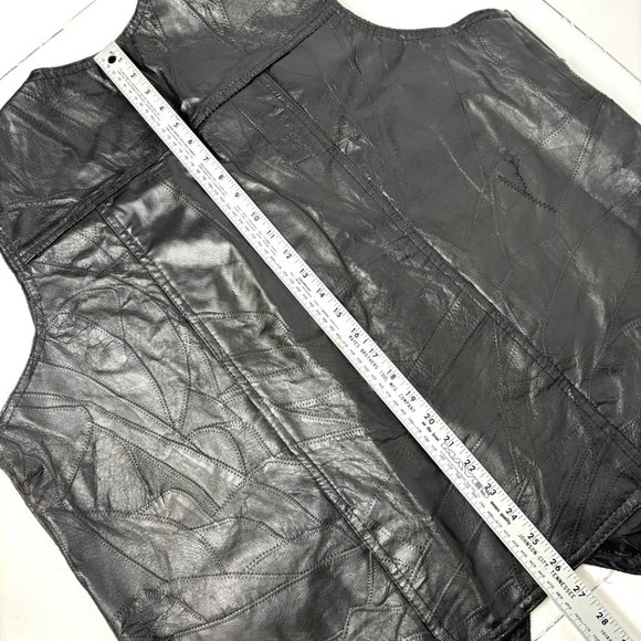 Moto Western 100% Leather Patchwork Vest EUC Vtg Size XXL - Picture 7 of 11